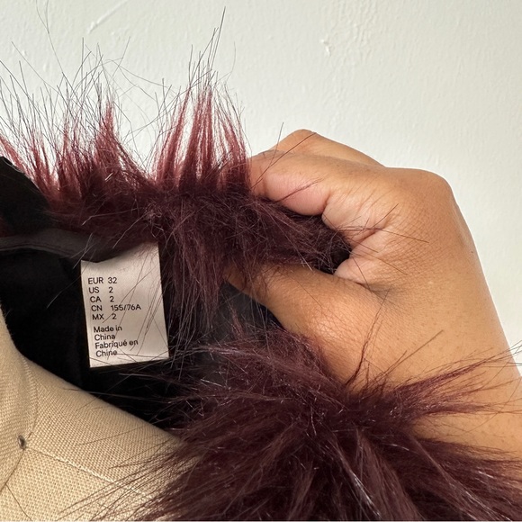 Burgundy Faux Fur Coat - Picture 6 of 6